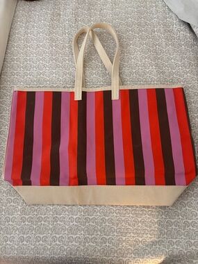 Large KULE Stripe Cavas Tote Bag
